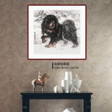 【已售】王貴邱 六尺斗方《高瞻遠矚》 當代著名藏獒畫家