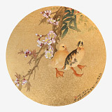 【已售】龐銀時 扇面《竹外桃花三兩枝》 中美協(xié)會員