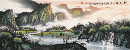 張慧仁 小六尺《春溪繞村流》 廣西山水畫家協(xié)會(huì)常務(wù)理事