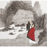 趙開新 四尺斗方《聞道圖》 中美協(xié)會員 國家畫院畫家（詢價(jià)）