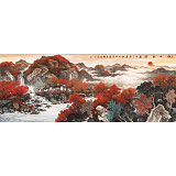 【已售】蔣元發(fā) 小六尺《秋山紅韻》 廣西著名山水畫家