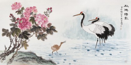 【已售】朱祖義 四尺《秋池仙影》 中國老子書畫院副院長