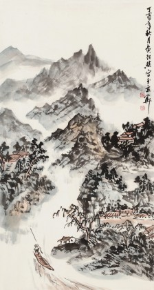 【已售】庾超然 三尺《江邨歸漁圖》 黃鶴樓書畫院院長