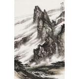 【已售】鄒本財 四尺三開《擎天一柱出云瑞》 公主嶺市美協(xié)常務(wù)副主席