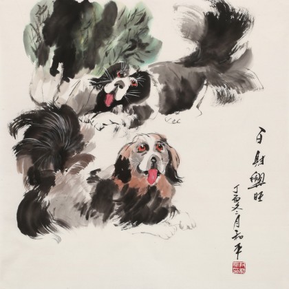 【已售】尹和平 四尺斗方《百財興旺》 當代鄉(xiāng)土童趣繪畫名家