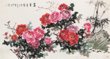 梁景欣 六尺《富貴平安》 青大美院學(xué)院派畫家