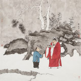 趙開(kāi)新 四尺斗方《賞石圖》 中美協(xié)會(huì)員 國(guó)家畫院畫家（詢價(jià)）