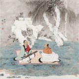 趙開新 四尺斗方《聽琴圖》 中美協(xié)會(huì)員 國(guó)家畫院畫家（詢價(jià)）