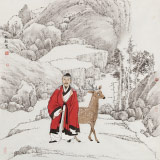 趙開(kāi)新 四尺斗方《溪山高逸圖》 中美協(xié)會(huì)員 國(guó)家畫院畫家（詢價(jià)）