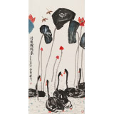 王永剛 四尺《荷塘鵝戲圖》 國(guó)家一級(jí)美術(shù)師（詢(xún)價(jià)）