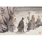 韓恩勝 四尺三開(kāi)《雅賞圖》中美協(xié)會(huì)員 水墨漫畫(huà)名家