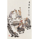 韓恩勝 四尺三開《老來樂》中美協(xié)會員 水墨漫畫名家