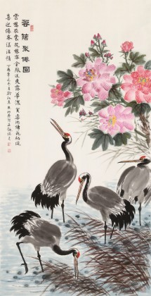 【已售】朱祖義 四尺《蓉蔭聚仙圖》 中國老子書畫院副院長