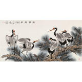 【已售】朱祖義 四尺《松鶴延年》 中國(guó)老子書畫院副院長(zhǎng)