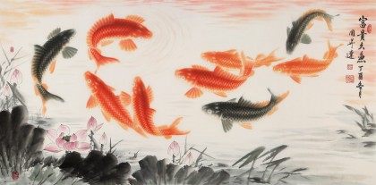 【已售】周升達 四尺《富貴久魚》 中國畫院國畫組長（詢價）