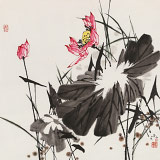 【已售】苗雨 四尺斗方《荷韻幽香》 遼寧工美教授 師從吳冠中