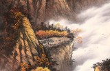 張慧仁 四尺《山居金秋觀瀑圖》 廣西山水畫家協(xié)會常務(wù)理事