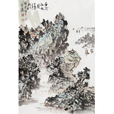 【已售】庾超然 四尺三開《遠(yuǎn)浦征帆圖》 黃鶴樓書畫院院長