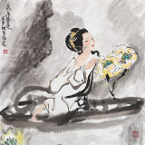 【已售】南海禪寺 妙林居士 四尺斗方《荷香悠遠(yuǎn)》