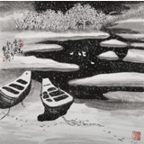 王永剛 四尺斗方《小河飛雪圖》 國(guó)家一級(jí)美術(shù)師（詢價(jià)）