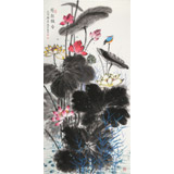 朱祖義 四尺荷花圖《荷韻凝香》 中國(guó)老子書(shū)畫(huà)院副院長(zhǎng)