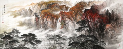 【已售可訂制】李碧峰 小八尺《秋山鳴泉圖》 中國(guó)書(shū)畫(huà)家協(xié)會(huì)理事