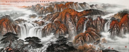 【已售可訂制】李碧峰 小八尺《 秋山聽泉圖》 中國書畫家協(xié)會(huì)理事