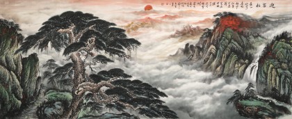 【已售】王友金 小八尺《迎客松》 旭日祥云 鴻運(yùn)當(dāng)頭