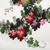 黃藝四尺斗方葡萄畫《碩果圖》