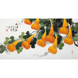 黃藝三尺招財辟邪葫蘆畫《福祿圖》
