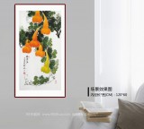黃藝三尺招財辟邪葫蘆畫《福祿圖》