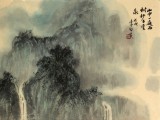 【已售】何實 四尺三開《山中一夜雨》 吉林著名山水畫家
