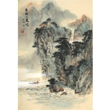 【已售】何實 四尺三開《雨后山更嬌》 吉林著名山水畫家