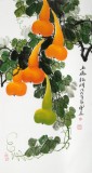 【已售】黃藝三尺招財(cái)辟邪葫蘆畫《五福臨門》
