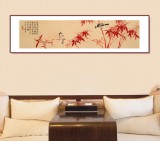 皇甫小喜 四尺對開《溪光竹聲兩相宜》 河南著名花鳥畫家