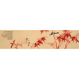 皇甫小喜 四尺對(duì)開(kāi)《溪光竹聲兩相宜》 河南著名花鳥(niǎo)畫(huà)家