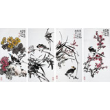 【已售】柳常學(xué) 四條屏《梅蘭竹菊》 中國(guó)美協(xié)會(huì)員