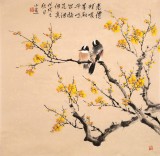 【已售】皇甫小喜 四尺斗方《梅花報春》 河南著名花鳥畫家