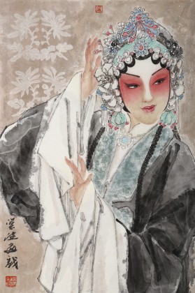 梁健 《菊香》 當(dāng)代百杰畫家 中美協(xié)會員 代表作花旦題材