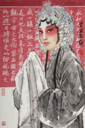 梁健 《蘭亭雅韻》 當代百杰畫家 中美協(xié)會員 代表作花旦題材