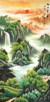 吳東 四尺《旭日東升》 著名易經(jīng)風水畫家