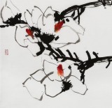 【已售】王永剛 指墨作品《春暉圖》 國家一級美術(shù)師