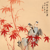 皇甫小喜 四尺斗方《竹影半墻入畫》 河南著名花鳥畫家