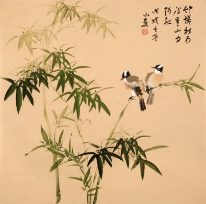 【已售】皇甫小喜 四尺斗方《竹憐新雨后》 河南著名花鳥畫家