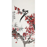 【已售】梁景欣 三尺報喜圖《喜上眉梢》 學(xué)院派畫家