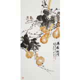 【已售】梁景欣 三尺《五福臨門》 學院派畫家