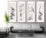 何華賢 三尺四條屏《梅蘭竹菊》 潁淮書畫名家