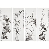 何華賢 三尺四條屏《梅蘭竹菊》 潁淮書畫名家