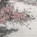 【已售】吳顯剛卡紙團扇《秋江泛舟》 貴州七星關(guān)美協(xié)主席