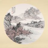 【已售】吳顯剛卡紙團(tuán)扇《秋江泛舟》 貴州七星關(guān)美協(xié)主席